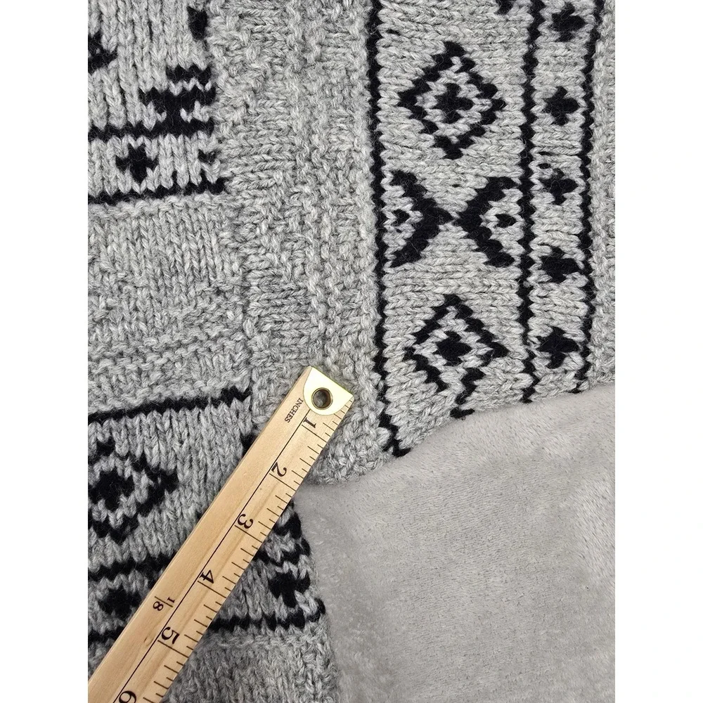 Vintage Gap Turtleneck Sweater‎ Mens L Gray 100% Wool Hand Knit Fair Isle *Read